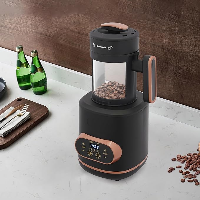 Coffee Bean Roaster Machine Automatic Home Use Air Coffee Roaster Electric Variable Heat Settings Coffee Roaster Adjustable Time Fan Speed Coffee Bean Roasting Maker for Family Use