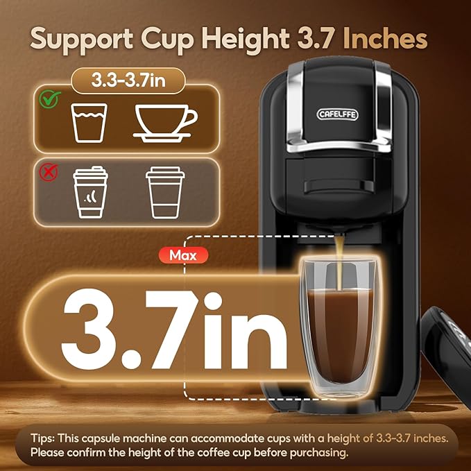 MK-603 Mini Multi Pod Coffee Maker 4 in 1 Hot/Cold Single Serve Capsule Espresso Machine Compatible with K Cup* Pods Nes* OriginalDG* Capsules and Ground Coffee Fast Brew Black