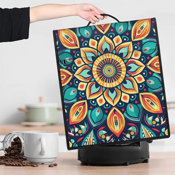 cfpolar Kitchen Aid Mixer Cover Compatible with 6-8 Quarts Mandala Colorful Flower Boho Stand Mixer Cover Kitchen Aid Mixers Accessories Appliance Organizer Bag Dust Covers with Zipper Pocket