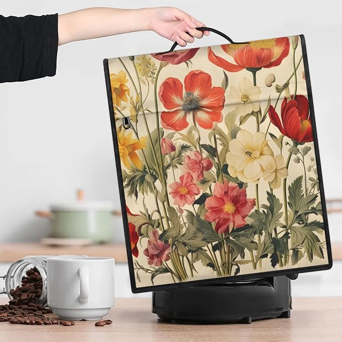 cfpolar Kitchen Aid Mixer Cover Compatible with 6-8 Quarts Beautiful Flower Plant Leaves Stand Mixer Cover Kitchen Aid Mixers Accessories Appliance Organizer Bag Dust Covers with Zipper Pocket
