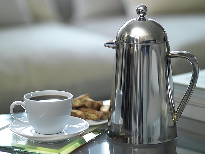 La Cafetière Havana Stainless Steel Double Walled Cafetière Three Cup Gift Boxed Silver