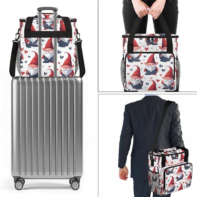 Cute Santa Claus Coffee Maker Carrying Bag Portable Travel Storage Tote Bag Compatible with K-Mini or K-Mini Plus Single Serve Coffee Brewer Carrying Case with Multiple Pockets &amp Shoulder Strap