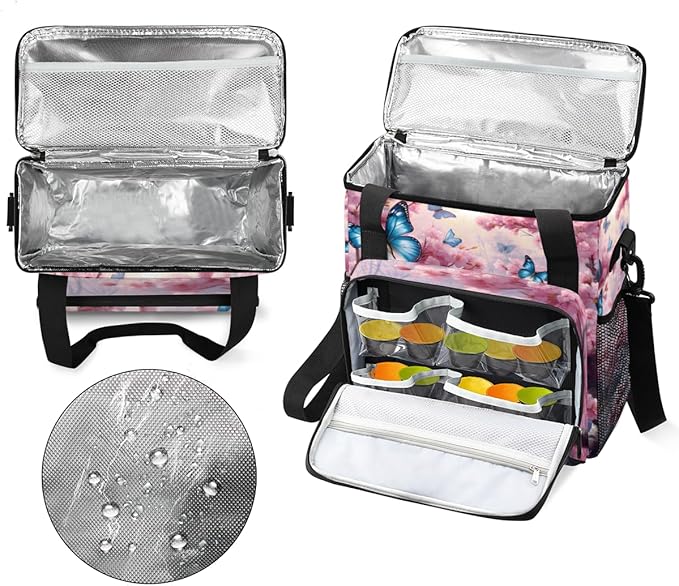 Dreamy Butterfly Coffee Maker Carrying Bag Modern Butterfly Travel Storage Bag Compatible with K-Mini or K-Mini Plus Single Serve Coffee Brewer Carrying Case with Multiple Pockets &amp Shoulder Str