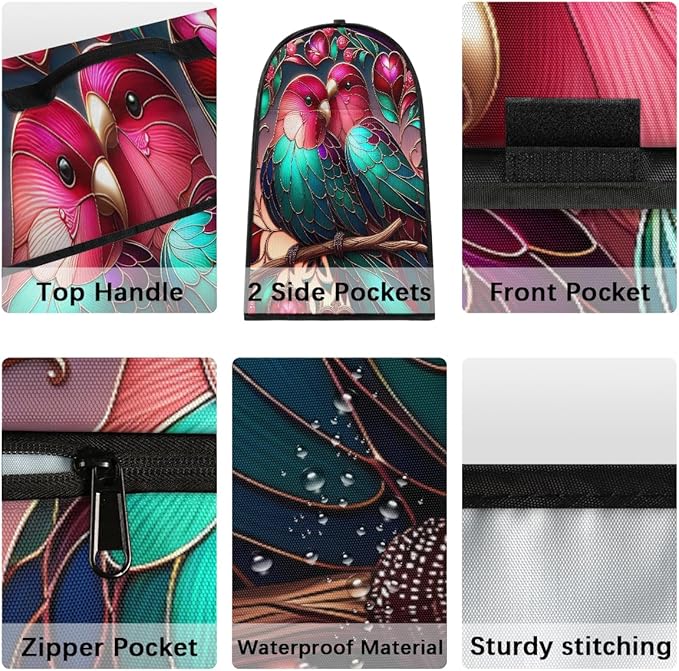 cfpolar Kitchen Aid Mixer Cover Compatible with 6-8 Quarts Bird Flower Glass Painting Stand Mixer Cover Kitchen Aid Mixers Accessories Appliance Organizer Bag Dust Covers with Zipper Pocket