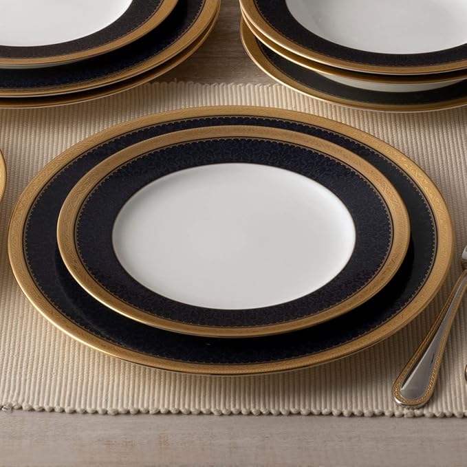 Noritake Odessa Cobalt Gold 12-Piece Dinnerware Set Service for 4