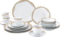 Lorren Home Trends Catherine 24 Piece Porcelain Dinnerware Set Gold