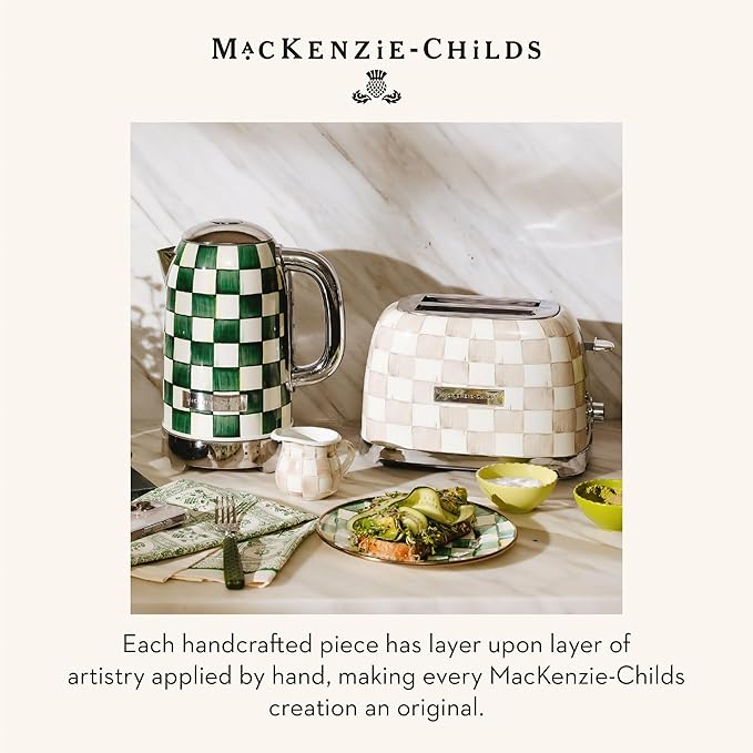 MACKENZIE-CHILDS 2-Slice Toaster Decorative Toaster for Kitchen Brown-and-White Mocha Check