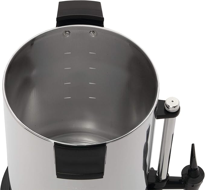 West Bend Commercial Coffee Urn Highly-Polished Aluminum Features Automatic Temperature Control Large Capacity with Quick Brewing Smooth Prep and Easy Clean Up NSF Approved 55-Cup Silver