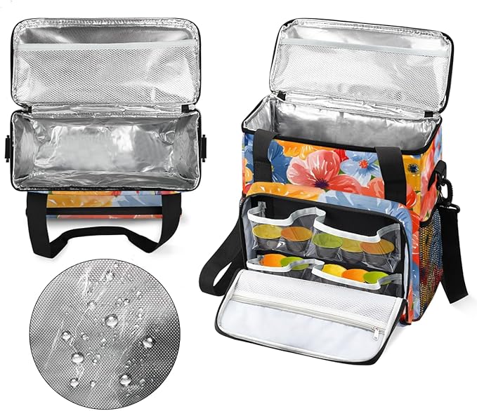 Fragrant Flower Coffee Maker Carrying Bag Portable Travel Storage Tote Bag Compatible with K-Mini or K-Mini Plus Single Serve Coffee Brewer Carrying Case with Multiple Pockets &amp Shoulder Strap