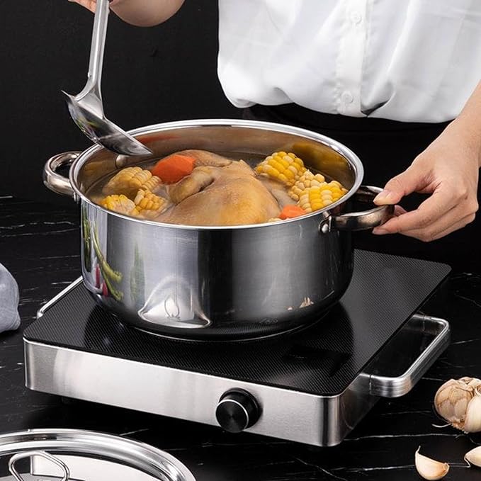 Stainless Steel Cookware Set Kitchen Pots and Pans Set with Heat Resist Handles and Lids for Frying Boiling Stewing Home Cooking