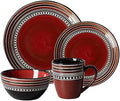 Elegant Dinnerware Set Dinner Plates Bowls Set 4-Piece Dinnerware Sets Retro Porcelain Tableware Set with Plates Bowls and Mugs Red Ceramic Dinner Set for Home Kitchen &amp Dining