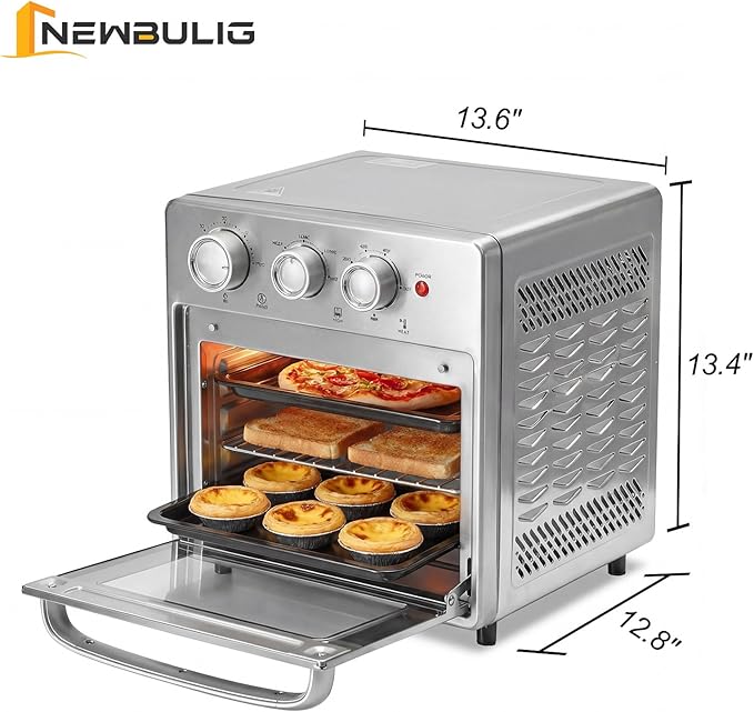 NEWBULIG 17QT Air Fryer Toaster Oven Combo 8-in-1 Multi-Function Air Fryer Large Capacity Countertop Convection Oven 450°F Fast Cooking 60 Min Precision Timer for Healthy Delicious Meals