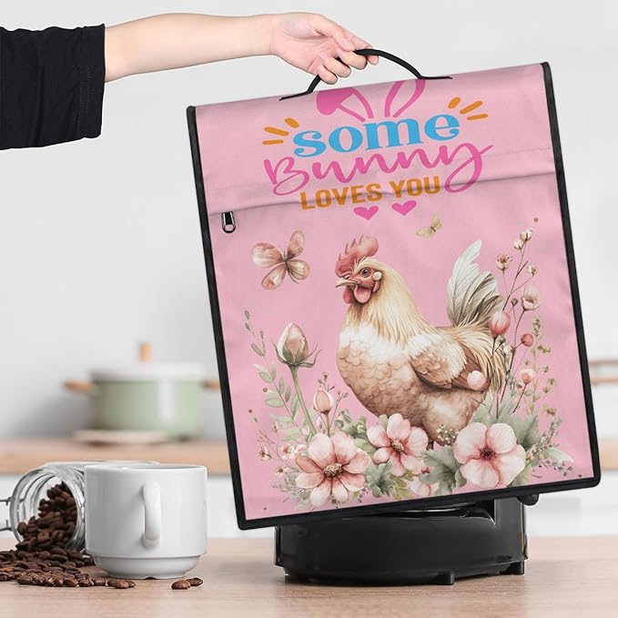 Kitchen Aid Mixer Cover Rooster Flower Floral Butterfly Stand Mixer Cover Compatible with 6-8 Quarts Stand Mixers Dust Covers with Zipper Pocket Foldable Washable Kitchen Aid Organizer Bag