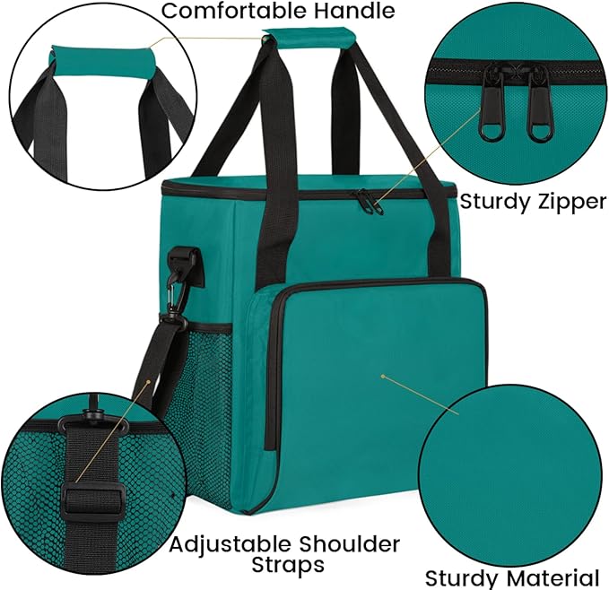 Teal Coffee Maker Carrying Bag Waterproof Insulated Leakproof Cooler Bag Portable Storage Tote Bag Organizer With Shoulder Strap