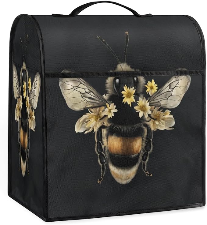 cfpolar Kitchen Aid Mixer Cover Compatible with 6-8 Quarts Animal Bee Flower Stand Mixer Cover Kitchen Aid Mixers Accessories Appliance Organizer Bag Dust Covers with Zipper Pocket