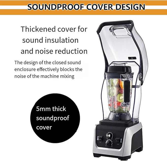 Professional Blender Juicer/Cooking Machine With Soundproof Cover Electric Kitchen Mixer (2.5L/5L) Commercial Beverage Machine For Sauces 7 Gears Speed 1680W5L