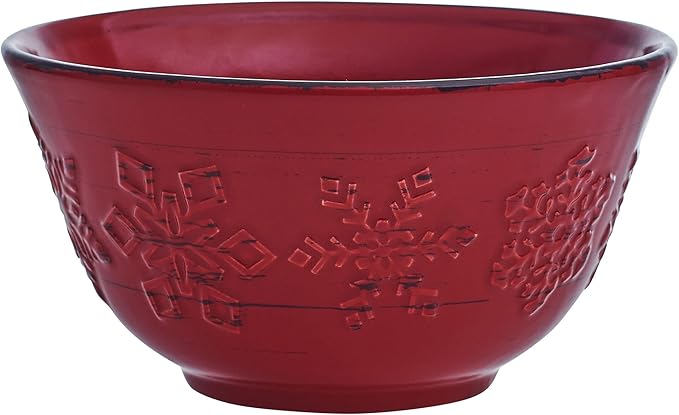 Pfaltzgraff Trellis Snowflakes 12 Piece Dinnerware Set Service For 4 Red