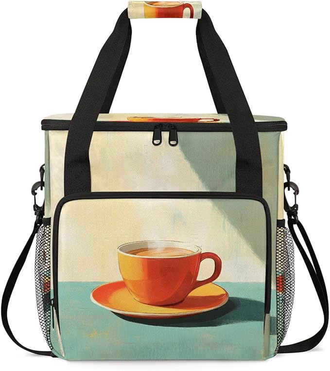 Coffee Maker Travel Bag Compatible with Keurig K-Mini or K-Mini Plus Single Serve Coffee Brewer Carrying Case with Multiple Pockets for K-Cup Pods Storage Bag With Shoulder Strap(Bag Only)