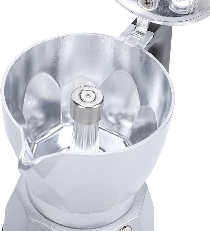 Electric Coffee Maker Aluminum 3 Cup Easy Operate for Home Office Travel Food Grade Material (Silver)