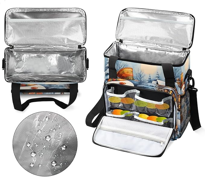 Xmas Snowman Coffee Maker Carrying Bag Bright Snowman Travel Storage Bag Compatible with K-Mini or K-Mini Plus Single Serve Coffee Brewer Carrying Case with Multiple Pockets &amp Shoulder Strap