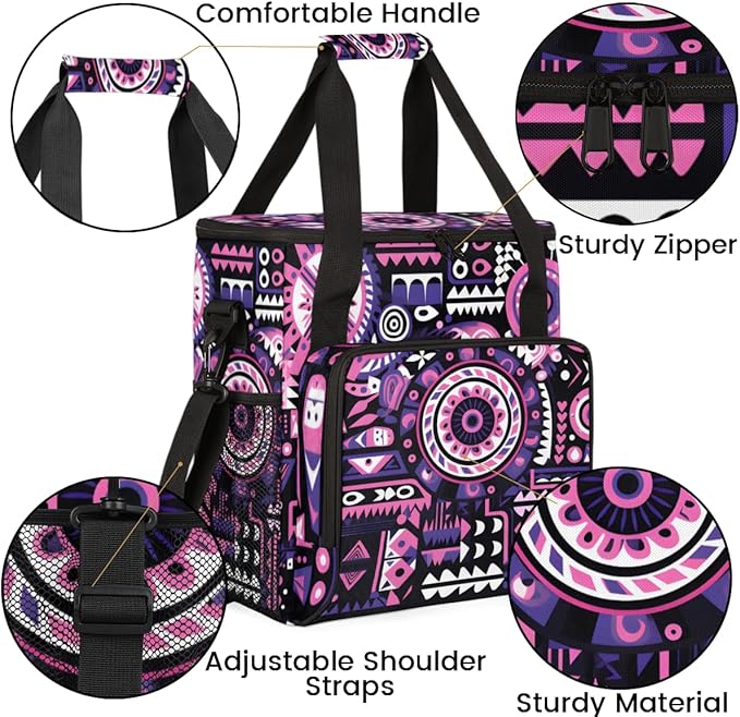 Geometry Aztec Coffee Maker Carrying Bag Ethnic Mandala Travel Storage Bag Compatible with K-Mini or K-Mini Plus Single Serve Coffee Brewer Carrying Case with Multiple Pockets &amp Shoulder Strap