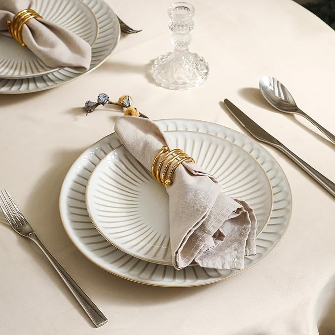 Stone Lain Linea 24-Piece Dinnerware Set Stoneware White