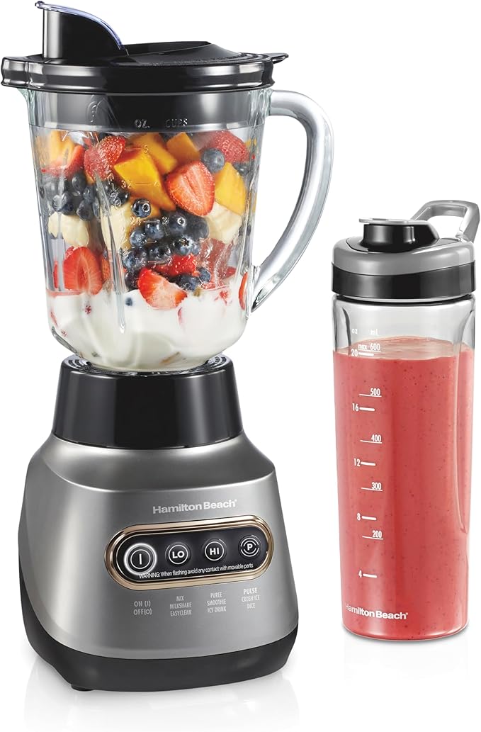 Hamilton Beach FlexBrew Coffee Maker and Wave Crusher Blender Single Serve &amp Full Pot Brewing 40oz Jar 20oz Travel Jar