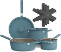 bella 9 Piece Ceramic Nonstick Cookware Set Fits-anywhere™ Kitchenware w EverGood™ Coating Dishwasher &amp Oven Safe All Stovetops Compatible Stackable Design Cool Touch Handles Surf