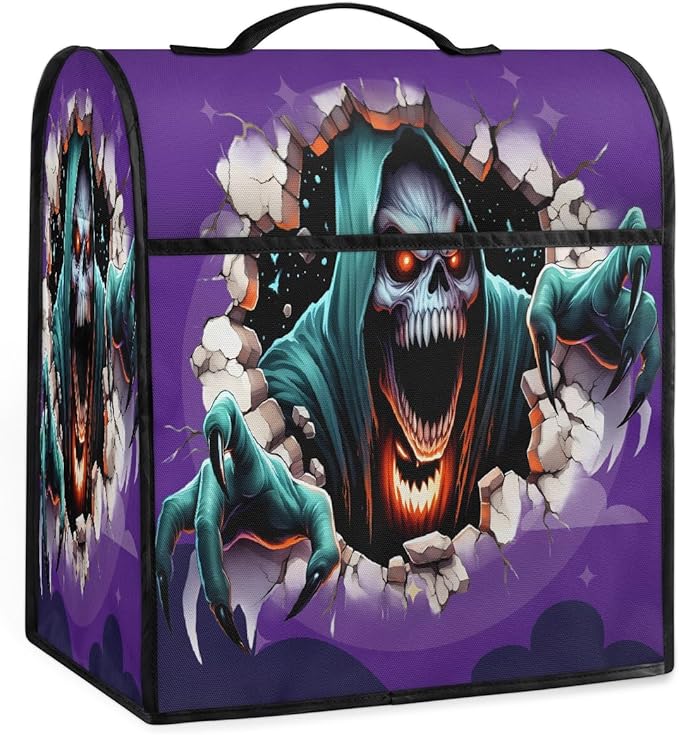 cfpolar Kitchen Aid Mixer Cover Compatible with 6-8 Quarts Halloween Grim Reaper Stand Mixer Cover Kitchen Aid Mixers Accessories Appliance Organizer Bag Dust Covers with Zipper Pocket