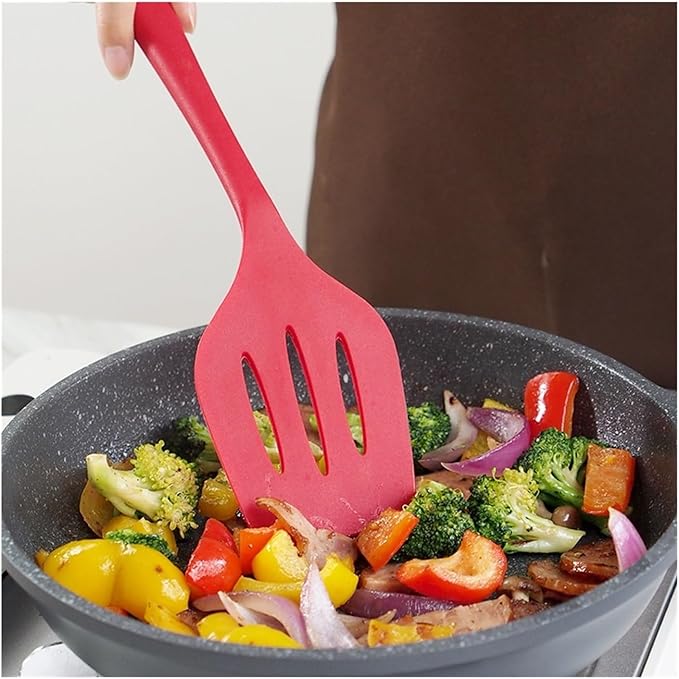 Silicone Heat Resistant Non Stick Kitchen Spatula Spoon Cooking Baking Tools Kitchen Utensils Gadgets Tool Set(Black 5pcs)