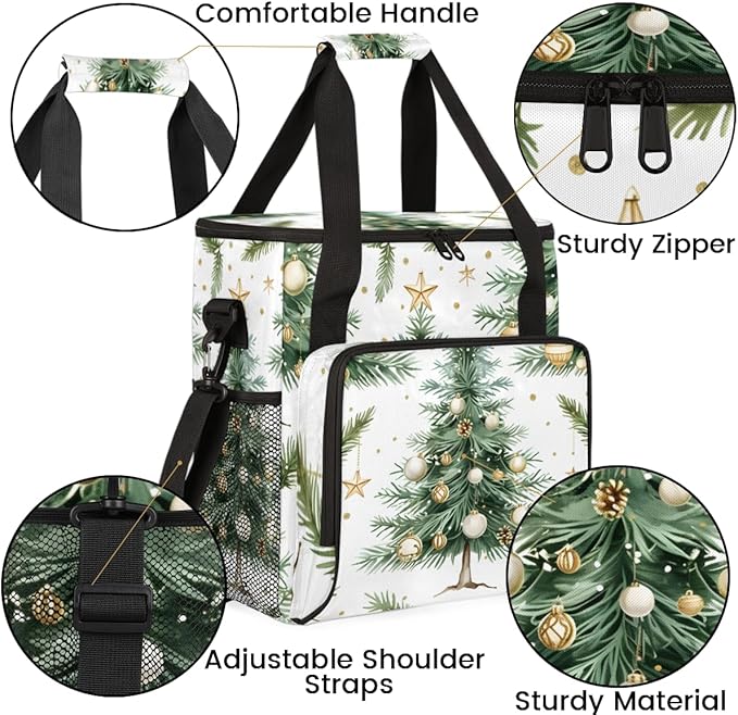Oil Painting Tree Coffee Maker Carrying Bag Christmas Festivals Travel Storage Bag Compatible with K-Mini or K-Mini Plus Single Serve Coffee Brewer Carrying Case with Pockets &amp Shoulder Strap