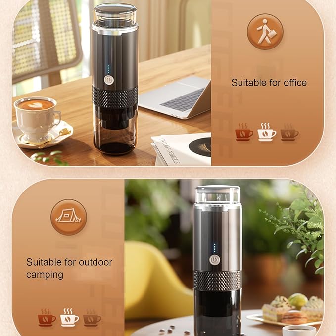 Portable Coffee Machine 170ml Cordless Electric Coffee Maker with 1200mAh Battery for Ground and Capsules Travel Camping Office