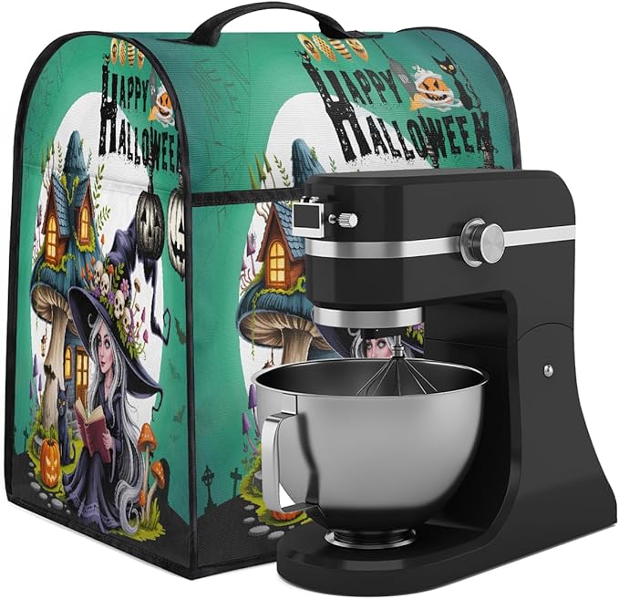 cfpolar Kitchen Aid Mixer Cover Compatible with 6-8 Quarts Halloween Witch House Stand Mixer Cover Kitchen Aid Mixers Accessories Appliance Organizer Bag Dust Covers with Zipper Pocket