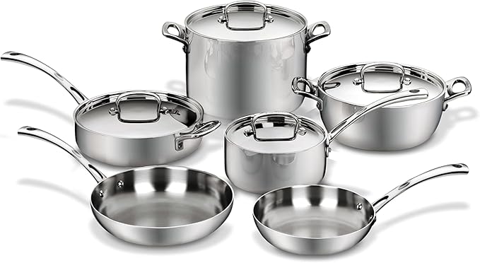Cuisinart French Classic Tri-Ply Stainless 10-Piece Cookware Set Silver