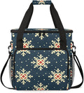 Christmas Snowflakes Coffee Maker Carrying Bag Dreamy Snowflakes Travel Storage Bag Compatible with K-Mini or K-Mini Plus Single Serve Coffee Brewer Carrying Case with Pockets &amp Shoulder Strap