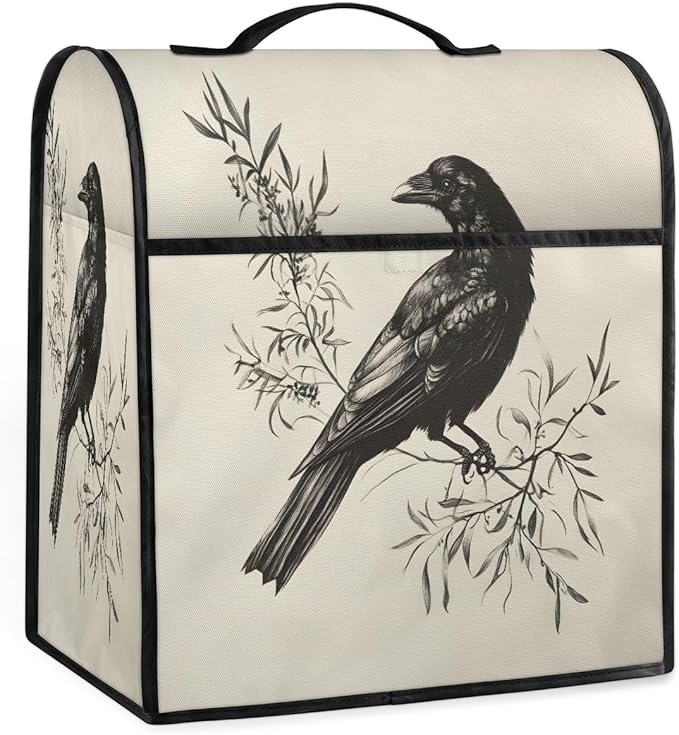 cfpolar Kitchen Aid Mixer Cover Compatible with 6-8 Quarts Animal Bird Crow Stand Mixer Cover Kitchen Aid Mixers Accessories Appliance Organizer Bag Dust Covers with Zipper Pocket