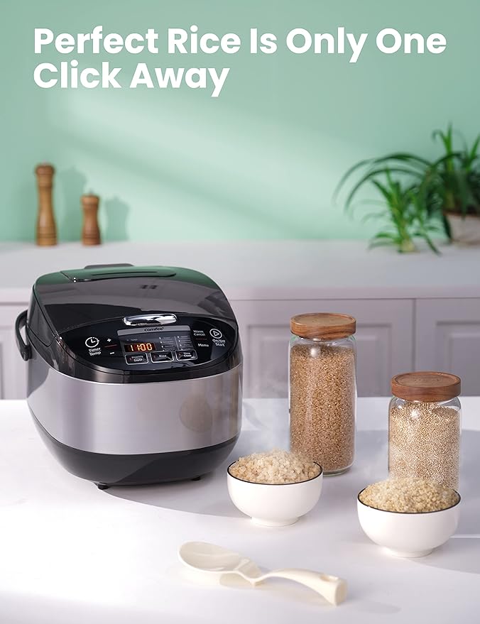 COMFEE' Rice Cooker Japanese Large Rice Cooker with Fuzzy Logic Technology 11 Presets 10 Cup Uncooked/20 Cup Cooked Auto Keep Warm 24-Hr Delay Timer