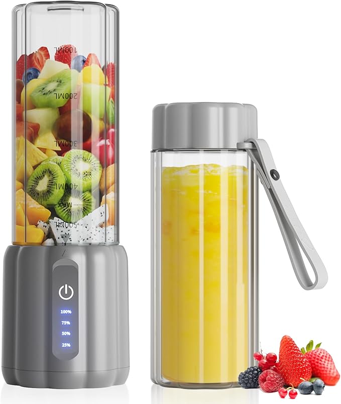 Compact Portable Blender with Additional Lid for On-the-Go Personal Blender for Shakes Smoothies
