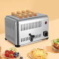 4-Slice Toaster Stainless Steel Pop-up Bread Baking Machine 110V 1650W Commercial Bread Toaster with Timing Function and Rubber Foot Pad for Restaurant Home Bakery Silver