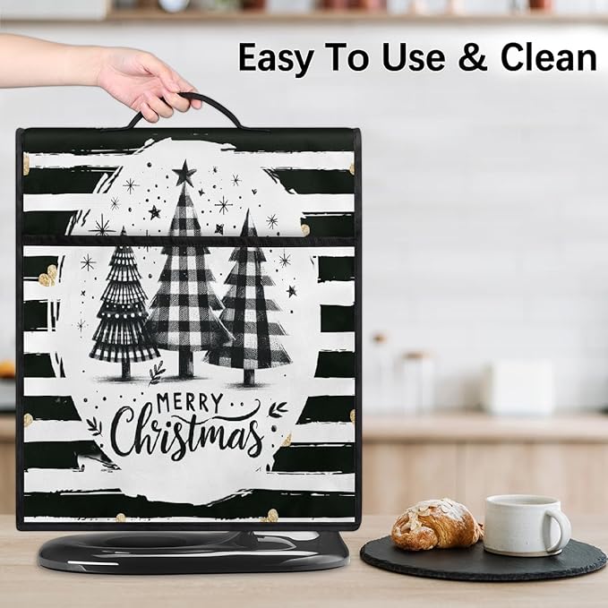 cfpolar Kitchen Aid Mixer Cover Compatible with 6-8 Quarts Christmas Tree Black And White Stand Mixer Cover Kitchen Aid Mixers Accessories Appliance Organizer Bag Dust Covers with Zipper Pocket