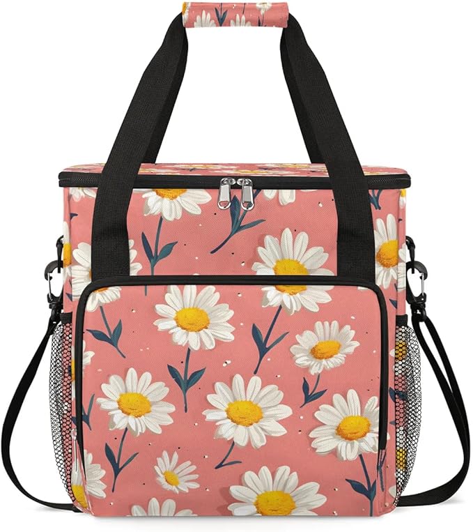 Daisy Printed Foral Coffee Maker Carrying Bag for Keurig K-Mini or K-Mini Plus Storage Portable Coffee Maker Travel Bag