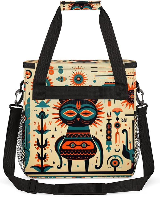 Retro Graffiti Coffee Maker Carrying Bag Polynesian Pattern Travel Storage Bag Compatible with K-Mini or K-Mini Plus Single Serve Coffee Brewer Carrying Case with Multiple Pockets &amp Shoulder Str