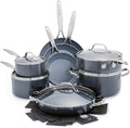 GreenPan Valencia Pro Ceramic Nonstick 16 Piece Cookware Set Hard Anodized PFAS-Free Pots &amp Pans Induction Ready Compatible on All Cooktops Dishwasher Safe Oven Safe to 600F Gray