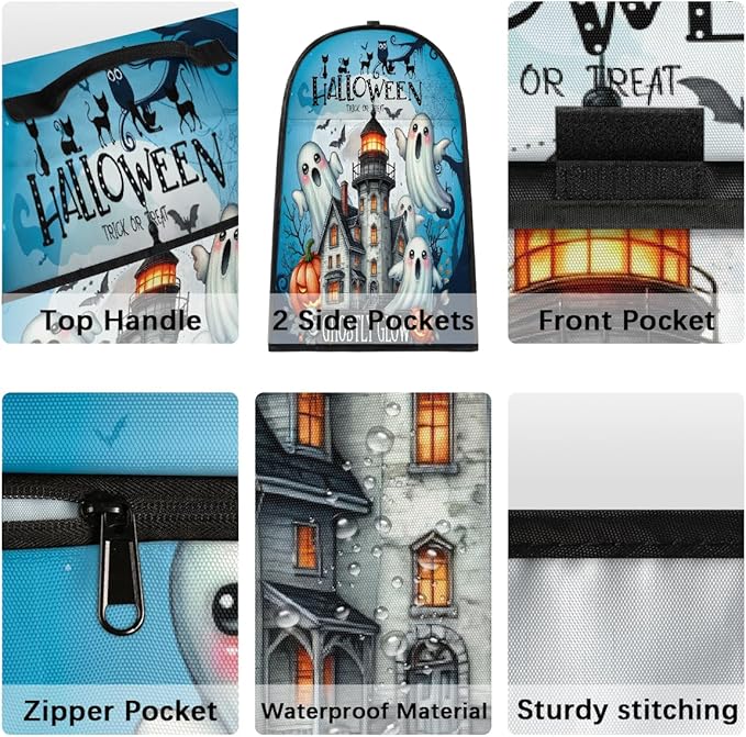 cfpolar Kitchen Aid Mixer Cover Compatible with 6-8 Quarts Halloween Ghost Castle Pumpkin Moon Stand Mixer Cover Kitchen Aid Mixers Accessories Appliance Organizer Bag Dust Covers with Zipper Pocket
