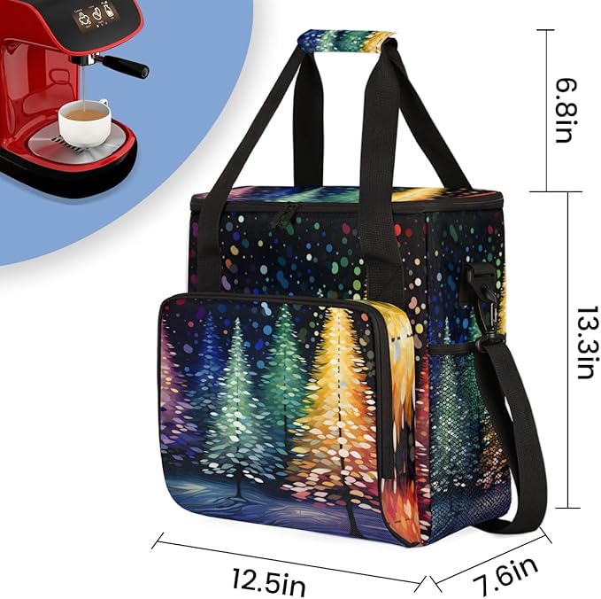 Christmas Tree Coffee Maker Carrying Bag Modern Tree Travel Storage Bag Compatible with K-Mini or K-Mini Plus Single Serve Coffee Brewer Carrying Case with Multiple Pockets &amp Shoulder Strap