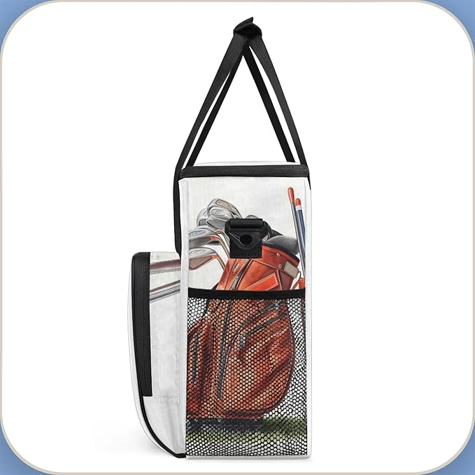 Golf Themed Coffee Maker Carring Bag Large Insulated Storage Organizer Case Tote Bags with Shoulder Strap for Travel Work Picnic