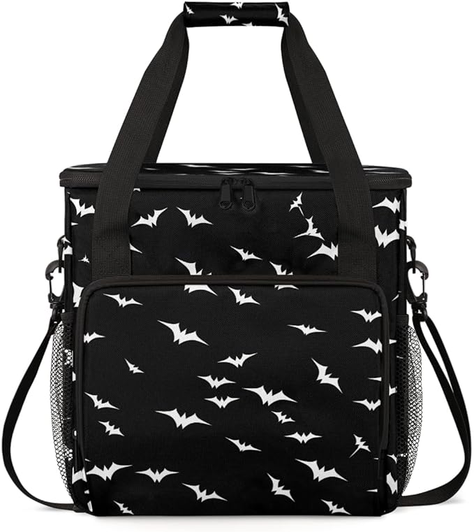 Halloween Bat Coffee Maker Carrying Bag Gothic Bat Travel Storage Bag Compatible with K-Mini or K-Mini Plus Single Serve Coffee Brewer Carrying Case with Multiple Pockets &amp Shoulder Strap