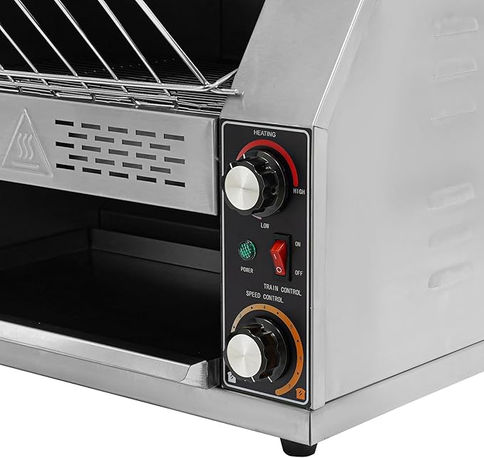 2400W Stainless Steel Countertop Bread Oven Commercial Toaster Conveyor with Three Heating Modes &amp 7-Level Speed Control 450 Slices/h Rotating Toasters Oven for Toasting Bread Sandwiches