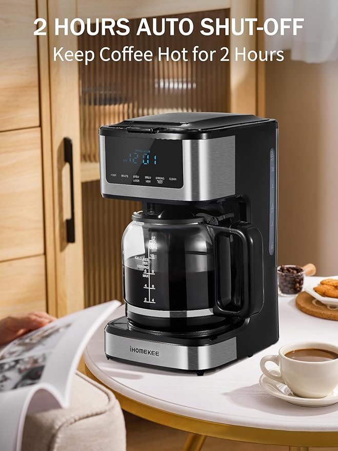 Coffee Maker Programmable Drip Coffee Maker 12 Cup Regular &amp Strong Brew Drip Coffee Machine with Iced Coffee Function for Home and Office Black &amp Stainless Steel