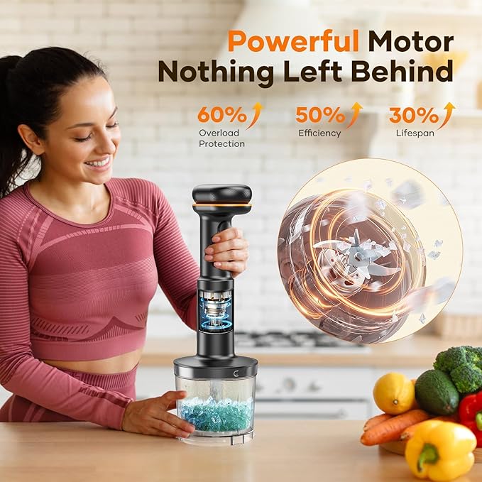 Cordless Stick Immersion Blender 5-in-1 Ritus 13000RPM Soup Blender Rechargeable Handheld Mixer For Baby Food &amp Smoothies Variable Speed Dishwasher-Safe Mixing Beaker Chopper Whisk Milk Frot